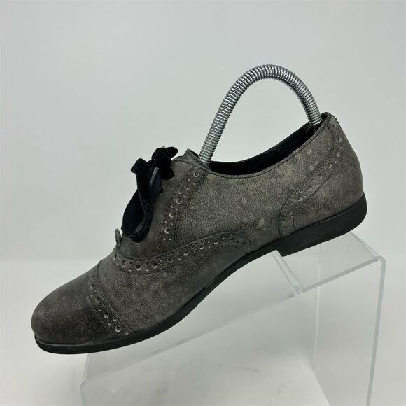Born Women's Arletta Gray Leather Cap Toe Oxford Brogue Lace Up Shoes Size 8 - Picture 4 of 15